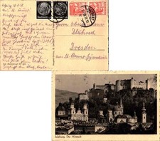 Austria Germany 1pf Hindenburg (2) with Austria 3g Burgenland Costumes (2) 1938