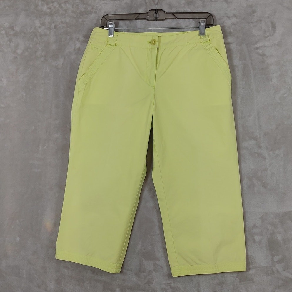 Sigrid Olsen Poet/09 Cropped Capri Pants Lime Green Size 10