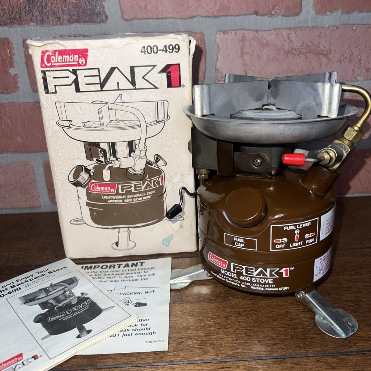 Coleman Peak1 Model 400 Lightweight Camp Stove 12/81 USA Original