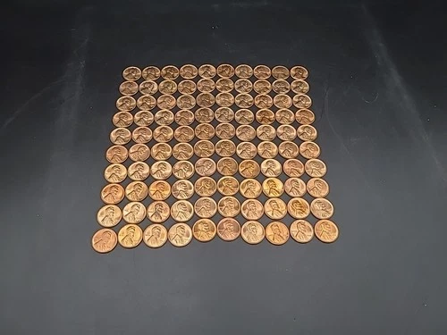 Lincoln 1950's-BU Wheat Penny 100 Count. MG
