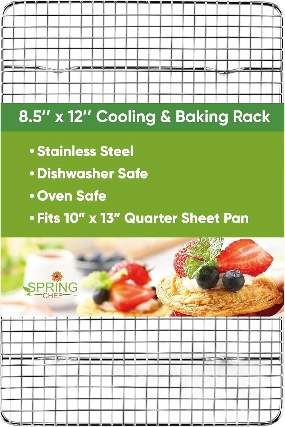 8.5 x 12 Inch Stainless Steel Cooling Rack for Cooking and Baking - Oven Safe Co