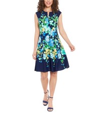 LONDON TIMES Womens Flattering Fit & Flare Dress