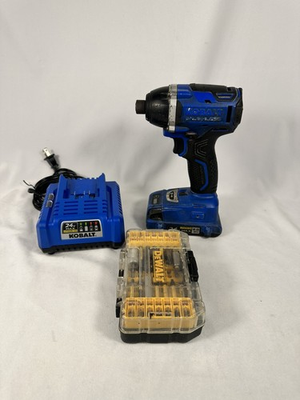 #ad Kobalt 324B 03 24V Cordless Impact Driver w battery charger and Dewalt set $70.00