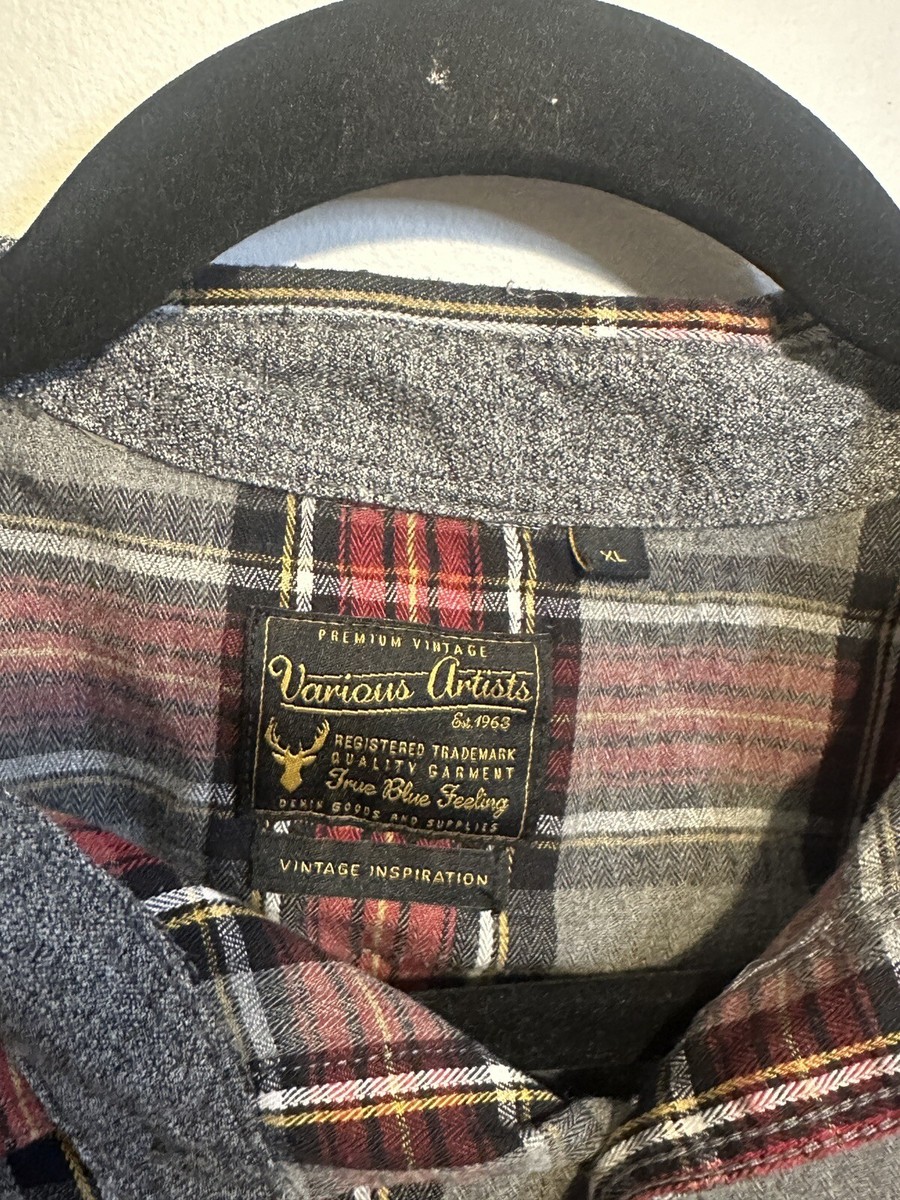 Various Artists Men’s Long Sleeve Plaid Button-Down View 2