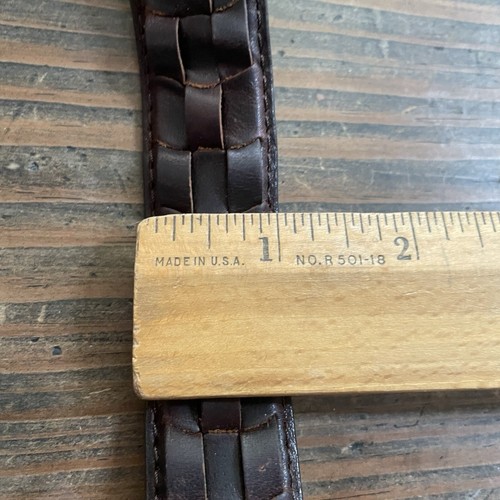 Vintage braun Vollnarbenleder Gürtel Herren geflochten geflochten Messingschnalle 40/100 - Bild 13 von 16