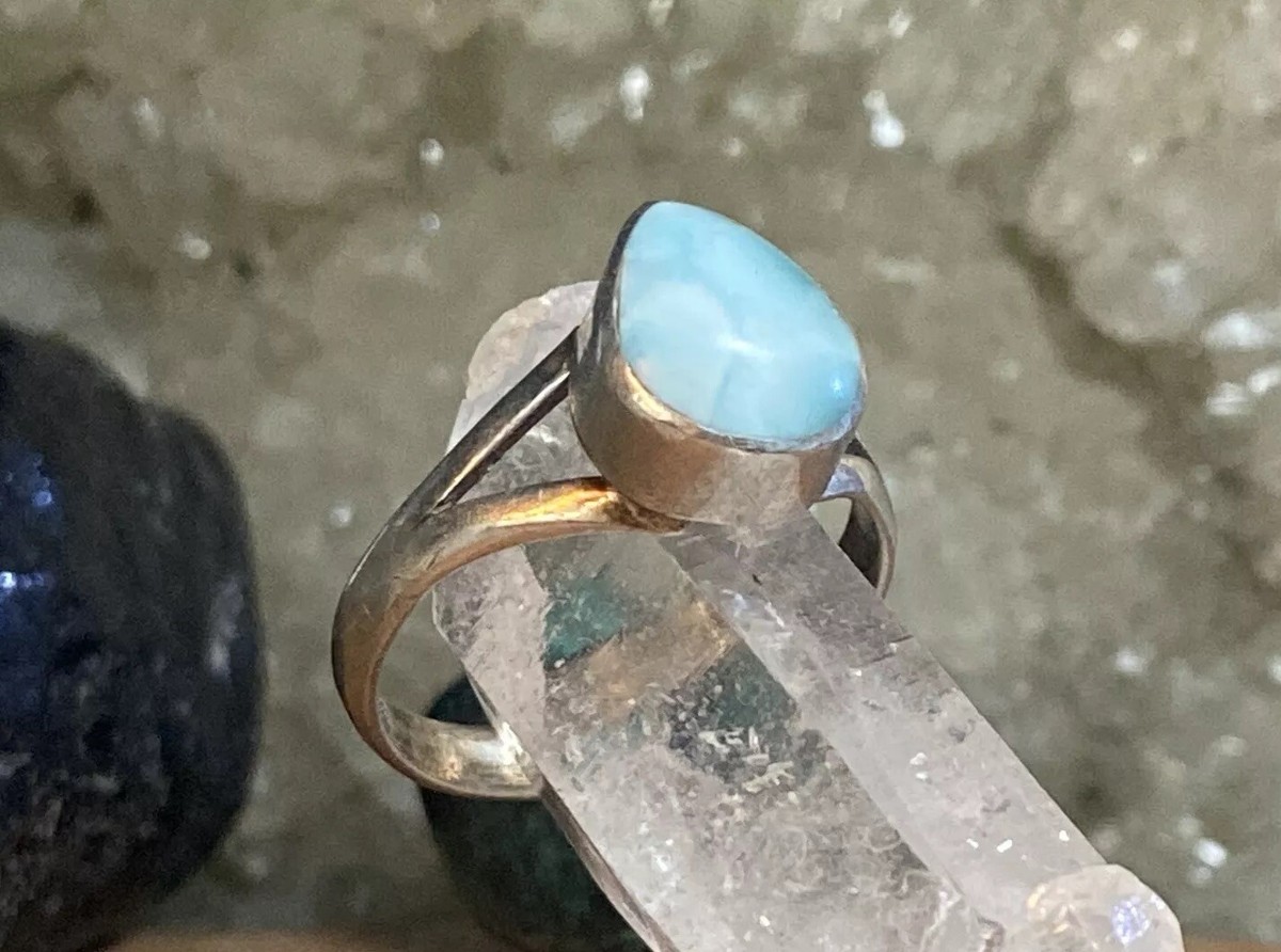 larimarさん　23-4-9-8 Vintage • 925 STERLING SILVER & Blue Larimar Gemstone Ring • Sz 10