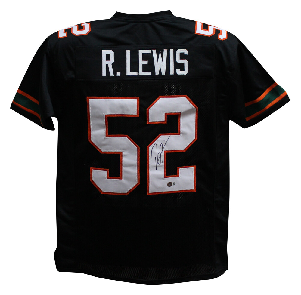 Ray Lewis Autographed Signed College Style Black Xl Jersey Beckett 