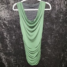 Express Women's Dark Green Black Lace Dress Side Ruched Size S Sleeveless Cowl