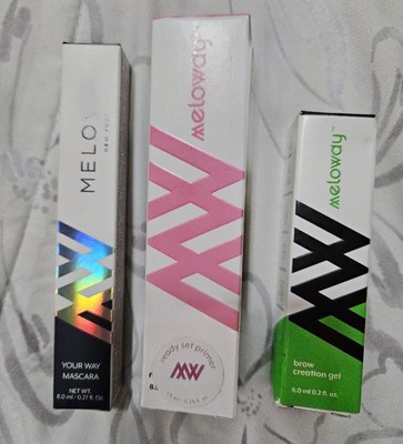 LOT OF 3 Meloway Your Way Volumizing Mascara Super Black/Primer/Brow GEL AUTHNTC