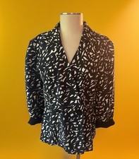 Vintage 80s Christian Dior Silk Double Breasted Jacket Long Sleeve Collared 14