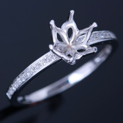 6.5-7mm Round Semi Mount Engagement Wedding Diamonds Ring Solid 10K White Gold