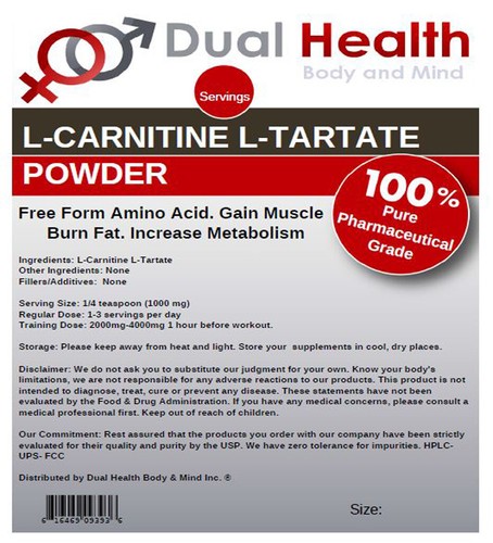 L-CARNITINE (5 lbs) L-Tartrate Powder Diet Weight Loss Memory Muscle Recovery - Picture 3 of 3