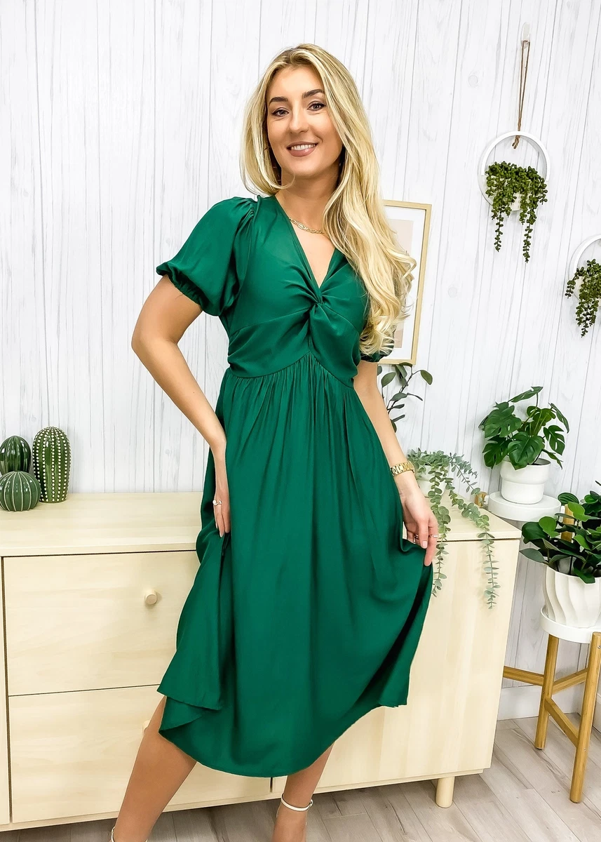 Flowy midi dress with sleeves cheap