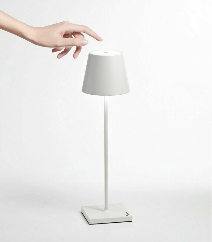 zafferano Poldina lampada da tavolo ricaricabile, LED dimmerabile, blu