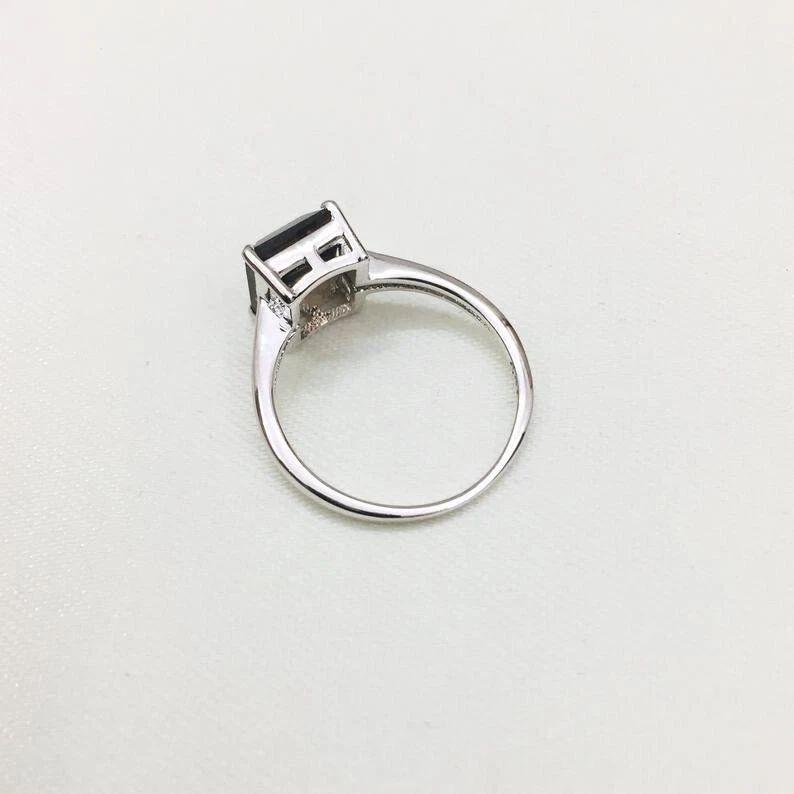 Anillo de piedras preciosas de cuarzo ahumado en forma de octágono para mujer anillo de plata 925 para ella Foto 3 de 4