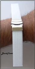 22mm WHITE RUBBER WATCH BAND,STRAP W/DEPLOYMENT BUCKLE