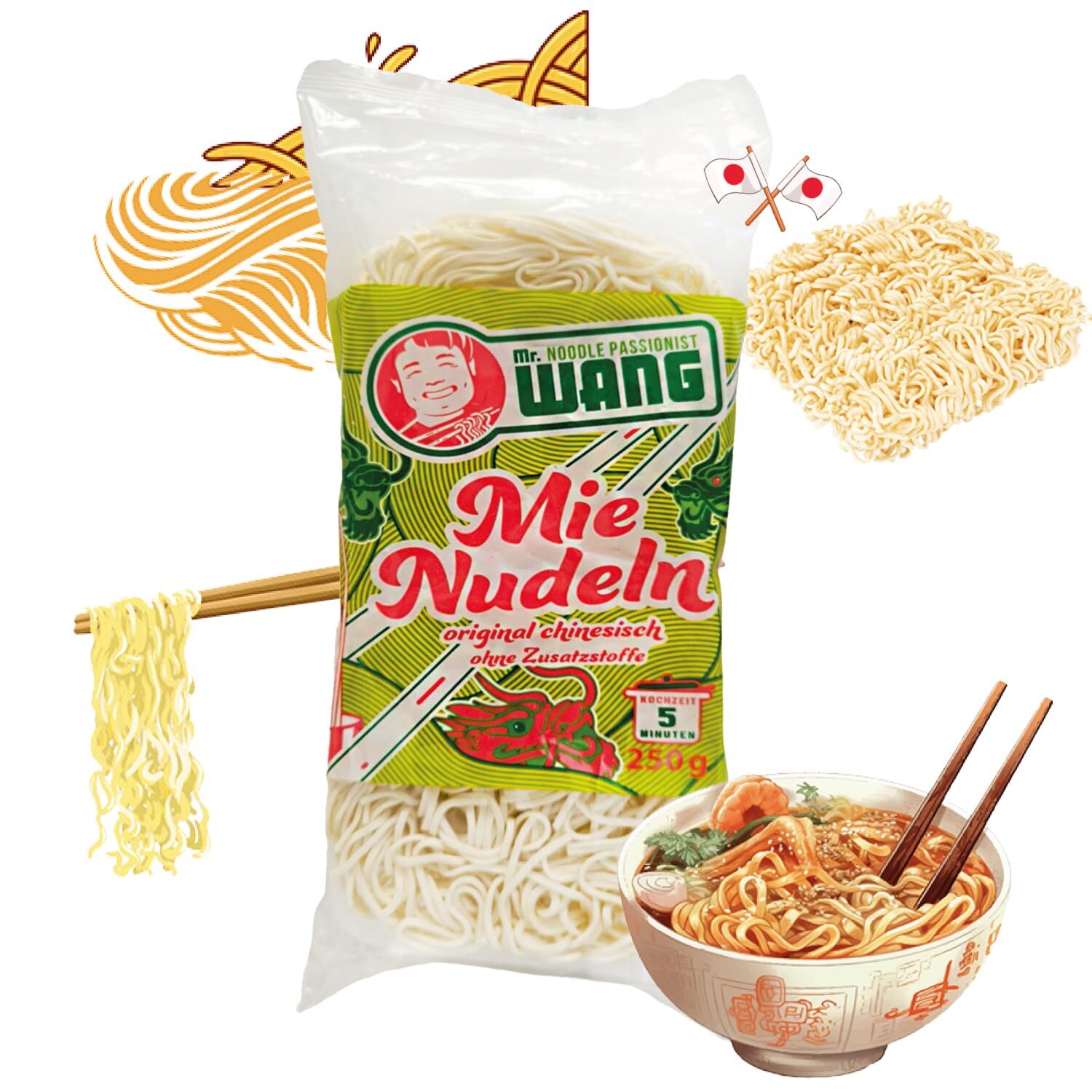 Asiatische Mie Nudeln 10 x 250g - Woknudeln - Für gebratene Nudeln Vorteilspack