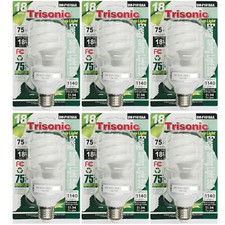 6 pack Daylight Bulb Light 18 W Energy 75 Watt Output White Compact Fluorescent