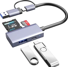 USB C USB 3.0 SD Card Reader 4 in 1, USB A&C Hub with Memory SD/TF Card Reader