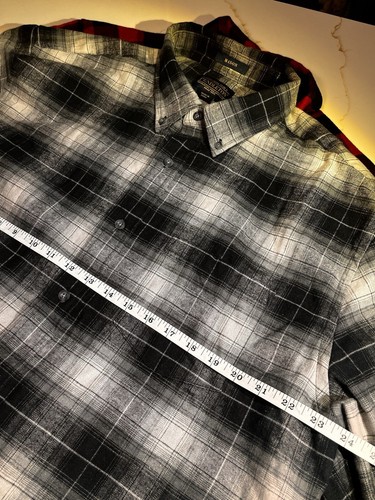 Pendleton camicia flanella uomo XL grigio nero a quadri muratore cotone bottoni casual - Foto 6 di 13