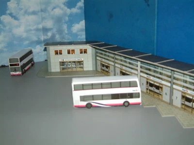JOHNS MODEL RAILWAYS. 1/76 Scale Bus Station Card Kit,Self Assembly with Paving, For Any Bus Company