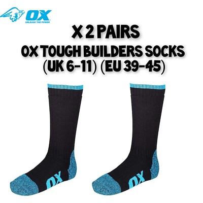 OX Tough Sicherheitsstiefel warme Socken verstärkte Ferse/Zehe schwarz 6-11 ** DOPPELPACK **