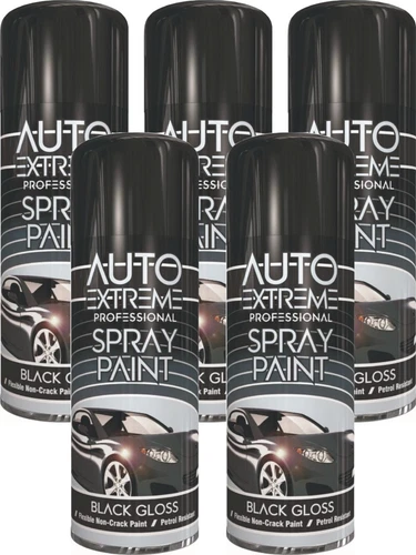 5 x 400ml Purpose Spray Paint Black Gloss Non Crack Paint Car Metal Wood Plastic