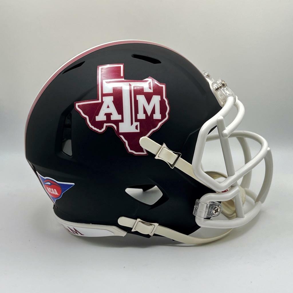 Texas A&M Aggies CUSTOM Matte Black - State Logo Mini Football Helmet ...