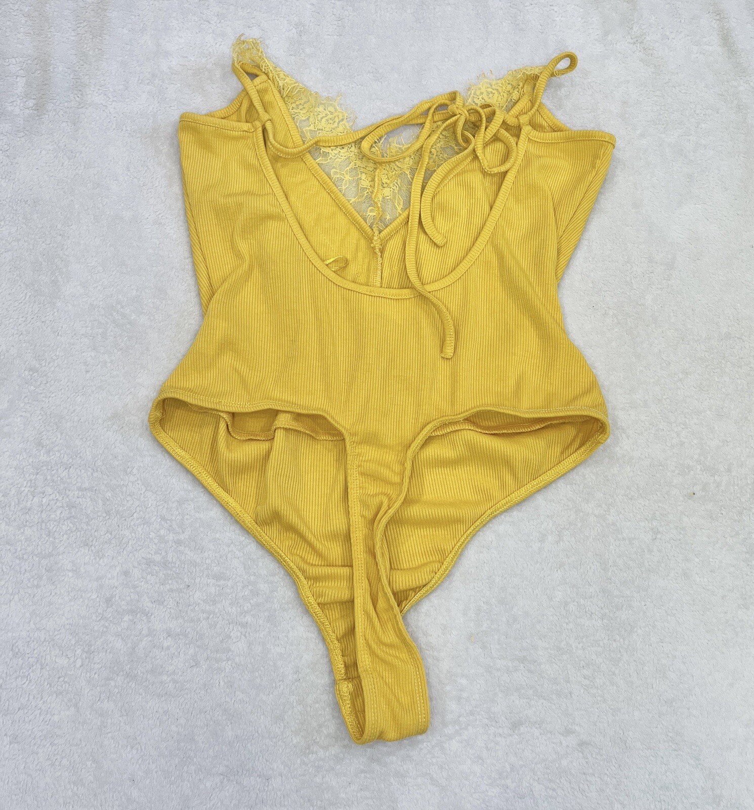 Revolve Super Down Backless Plunging Bodysuit Lac… - image 4