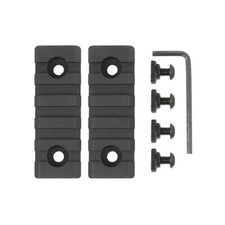 2 PCS M-Lock 5 Slot Picatinny Rail Section Aluminum 2.5" - Black For MLok System
