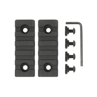 2 PCS M-Lok 5 Slot Picatinny Weaver Rail Section Aluminum 2.5'' - Black