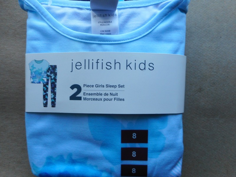 Jellifish Kids 2 Piece Girls Sleep Set SIZE 8 "AQUA BUTTERFLIES"