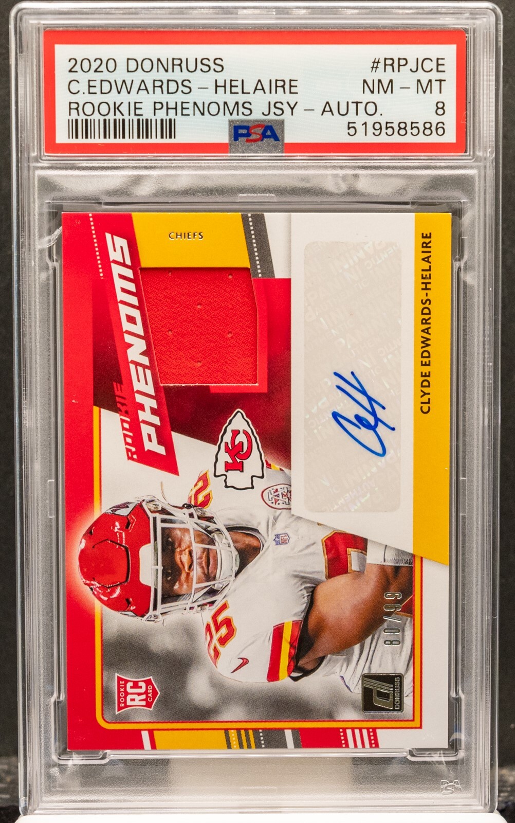 Clyde Edwards-Helaire Panini Donruss Rookie Phenoms Jersey #RPJCE Autograph