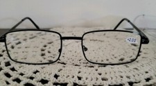 Black Rectangular Metal Framed Spring Hinged 2.00 Reading Glasses L8