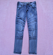 RGSTR Youth Junior Skinny Light Wash Distressed Skater Moto Y2K Jeans Size 14