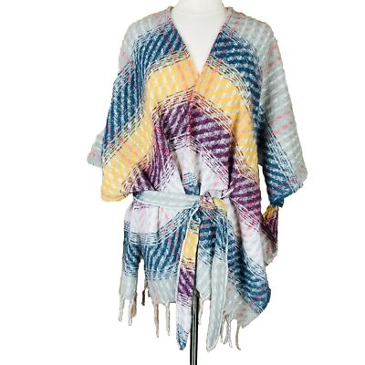 NEW Wonderly From Belk (One Size) Plaid Knit Poncho Belted NWT $70 MSRP