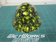Hard Hat FULL BRIM OSHA approved TERMINATOR SKULLS LIME GREEN, BULLARD