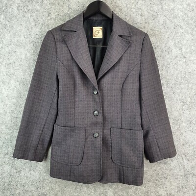 Vintage Forcast Jacket Womens 12 Medium Grey Blazer Button Pocket Business 10183
