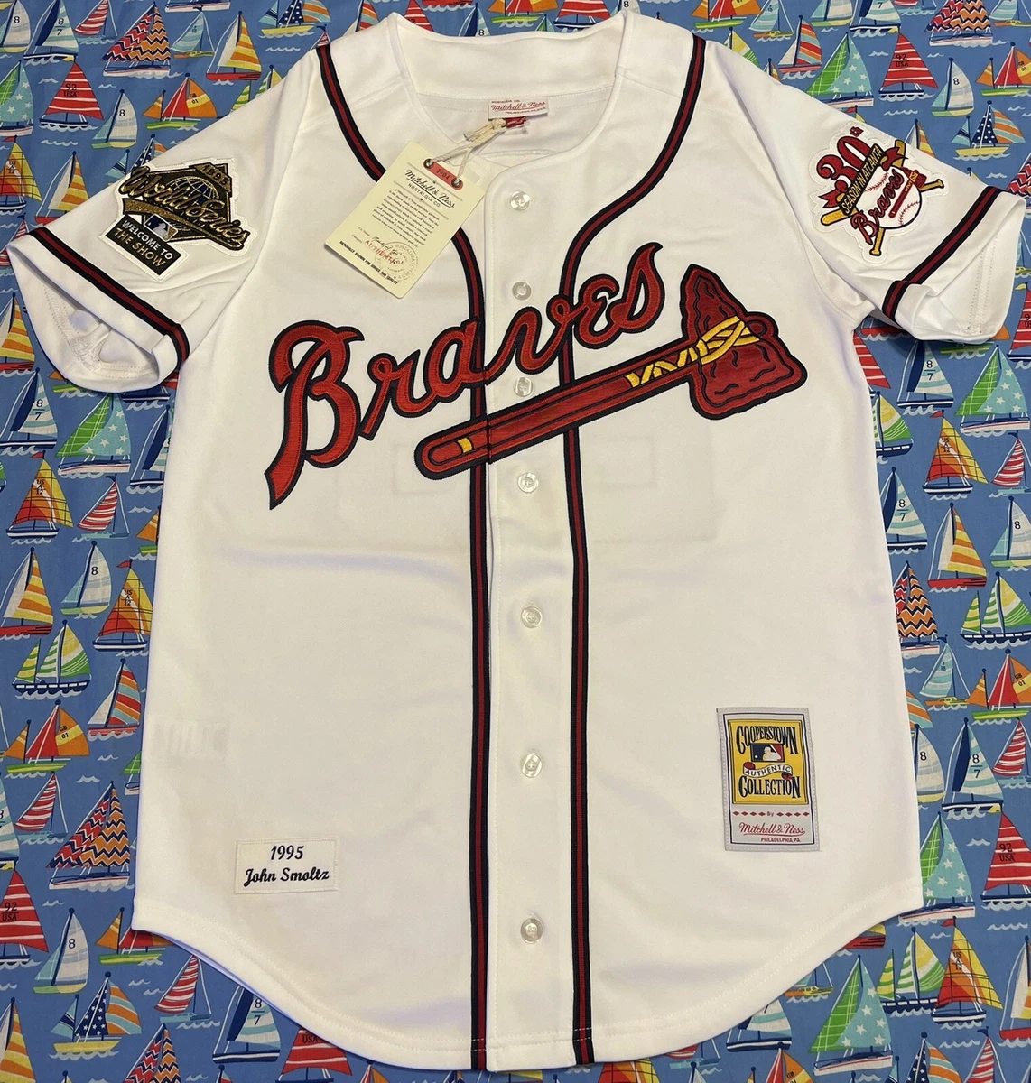Atlanta braves mitchell and ness best sale jersey