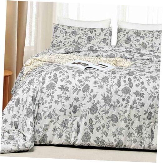 Black Floral Size Comforter Set, Flower Queen Black Sketch Floral Comforter Set