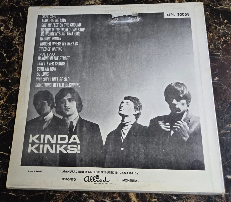 Kinks Kinda Kinks original 1965 canadian Mono LP Rare TESTED - Image 2 of 4