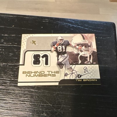 Fleer 2001 E-X Tim Brown Behind the Numbers Autographed Jersey Raiders #81/81