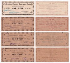 US Philippines MOUNTAIN PROVINCE Emergency WW2 Note 1, 2, 10 Pesos Banknotes