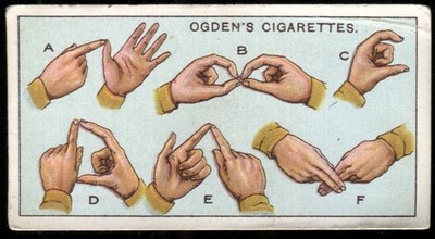 Tabakkarte, Ogdens, Pfadfinder, 5. Serie 1914, Gehörloses & Stummes Alphabet, #213
