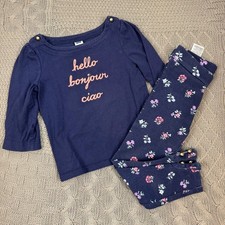 Janie and Jack Outfit Hello Top and Floral Leggings 4 play condition