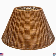 Medium Rattan Barrel Lampshade - Unique Floral Design for Table & Floor Lamps