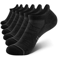 6 Pack Women's Ankle Running Socks Cushioned Low Cut Tab Athletic Small Black