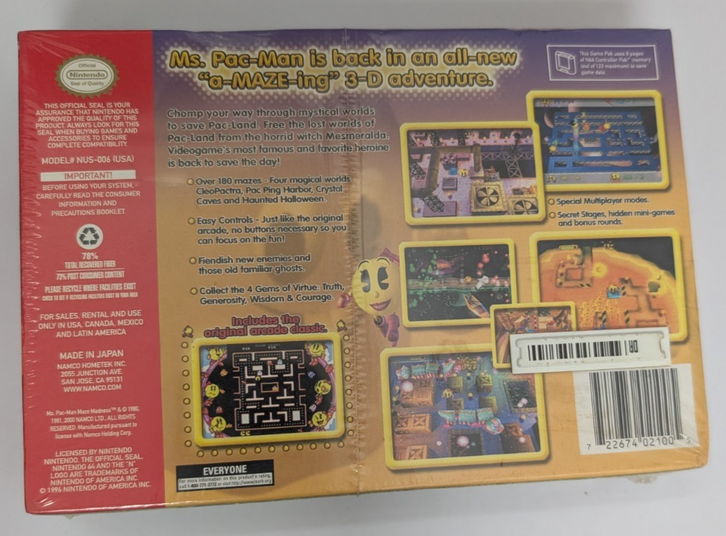 ミズ・パックマン　メイズマッドネス　中古品 Ms. Pac-Man: Maze Madness (Nintendo 64, 2000) for sale online | eBay