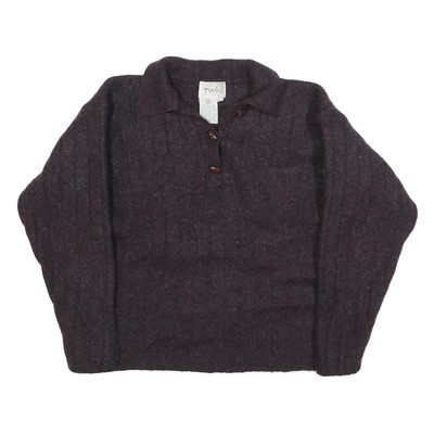 TWIK Damen Schwarz Wolle Einfarbig Pullover Kragen L Weich Warm Bequem Grob Knit