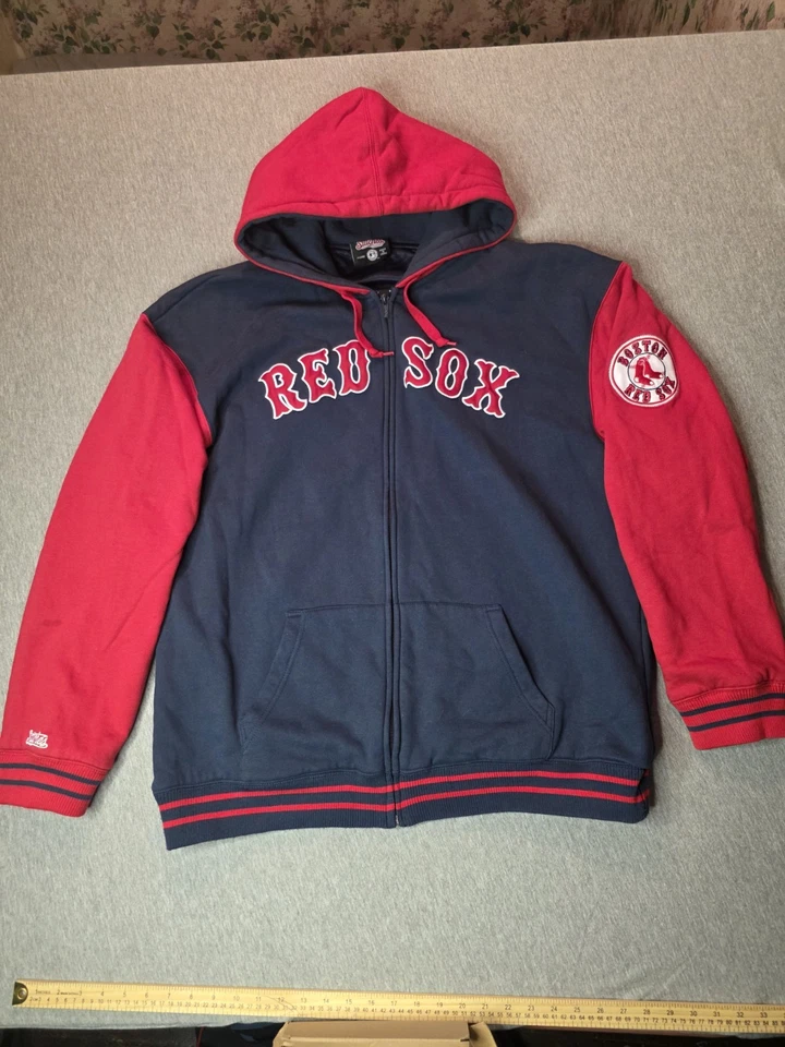 Stitches Boston Red Sox Zip Up Hoodie, Patches, Size X-Large, Navy Blue/ Red - Image 2 of 4